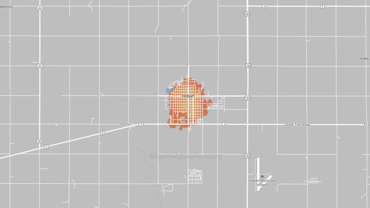 Bike Grade map of Hobart, OK
