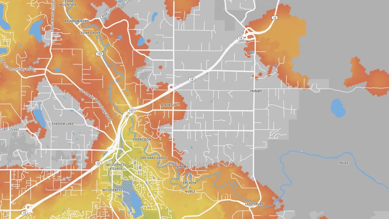 Bike Grade map of Hobart, WA