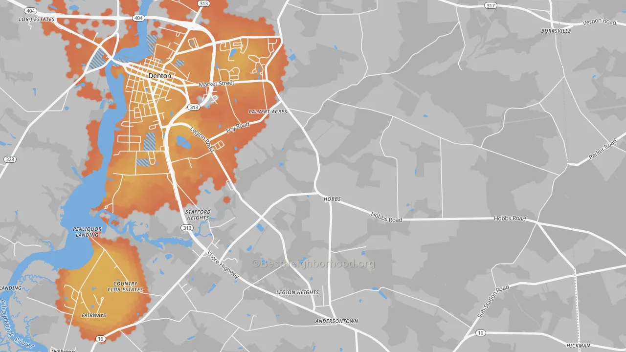Bike Grade map of Hobbs, MD
