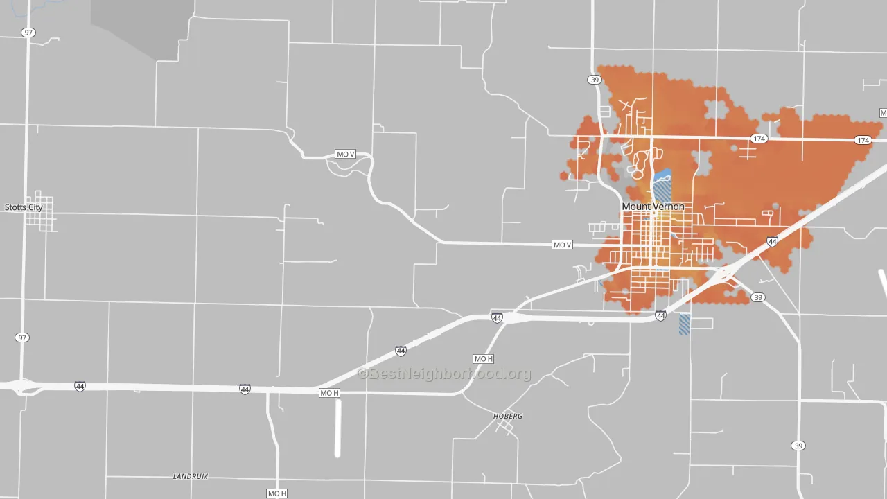 Bike Grade map of Hoberg, MO