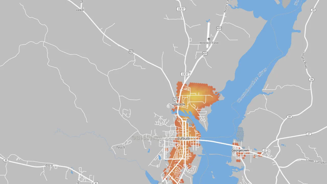 Bike Grade map of Hoboken, AL