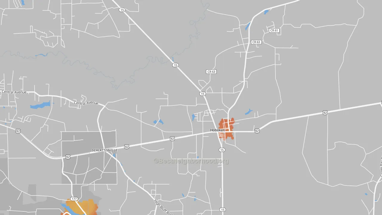 Bike Grade map of Hoboken, GA