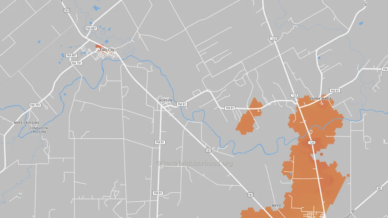 Bike Grade map of Hobson, TX