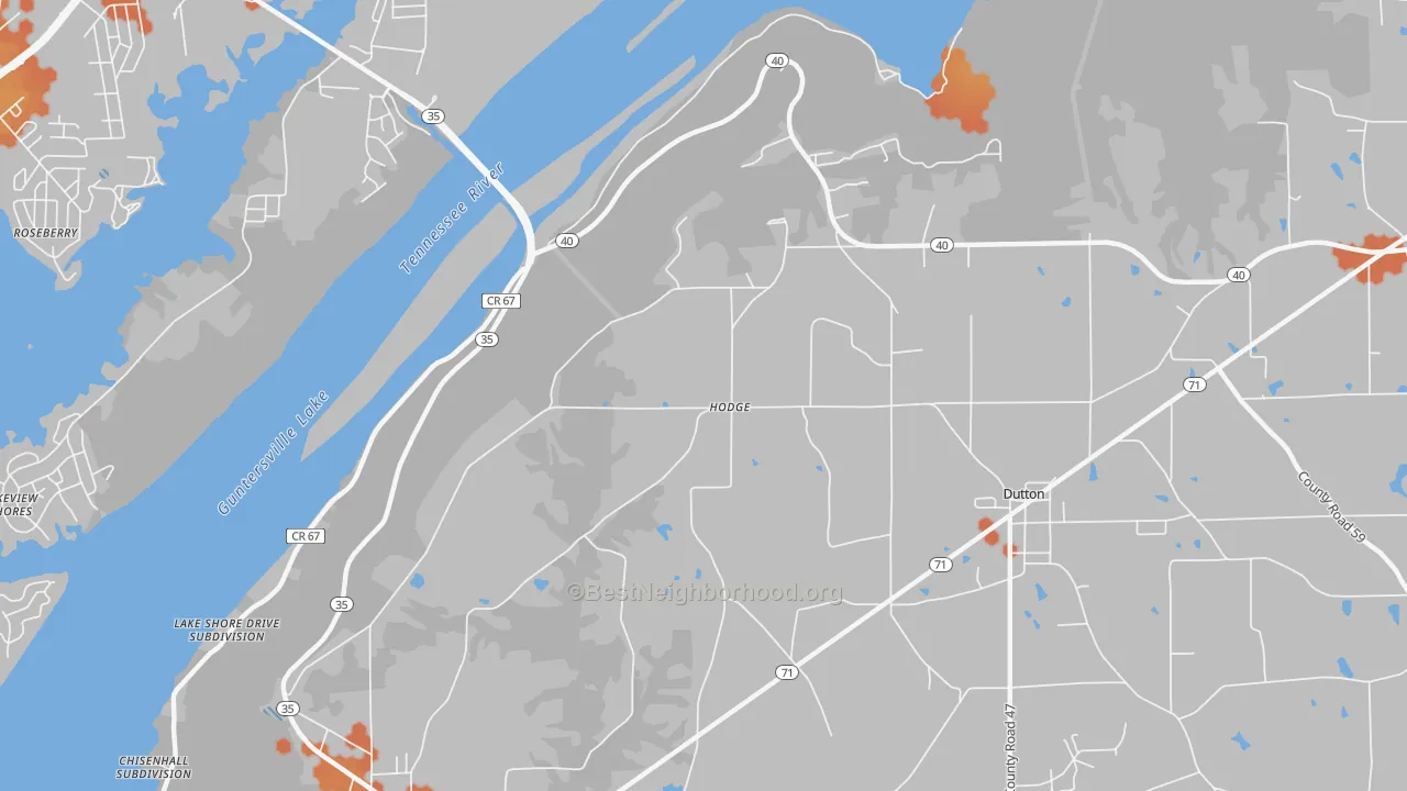Bike Grade map of Hodge, AL