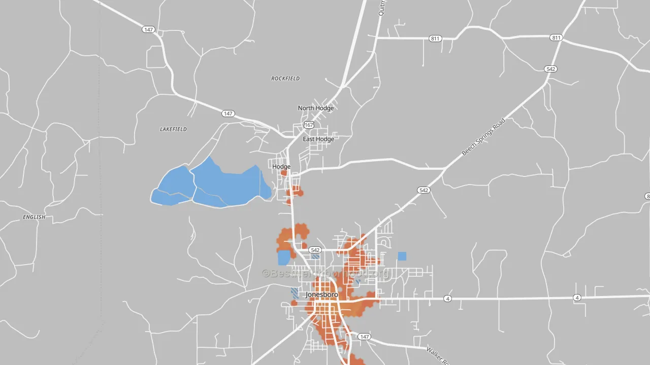 Bike Grade map of Hodge, LA