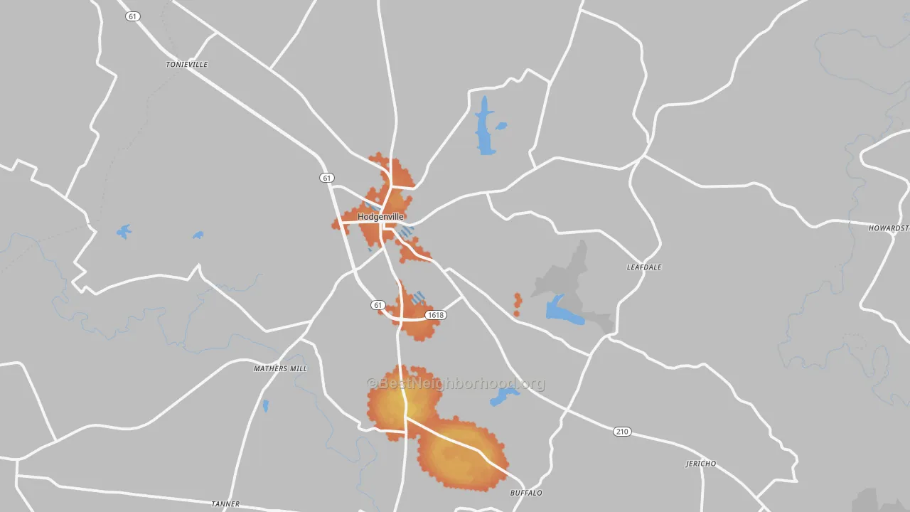 Bike Grade map of Hodgenville, KY