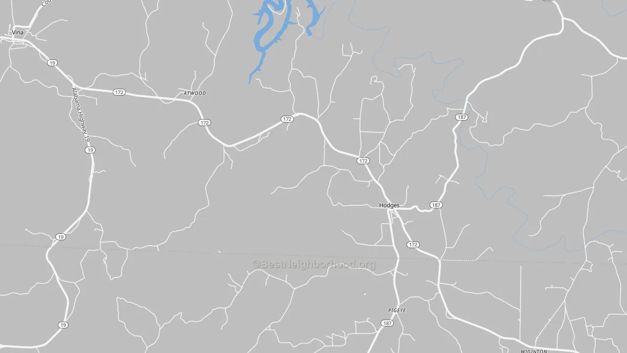 Bike Grade map of Hodges, AL