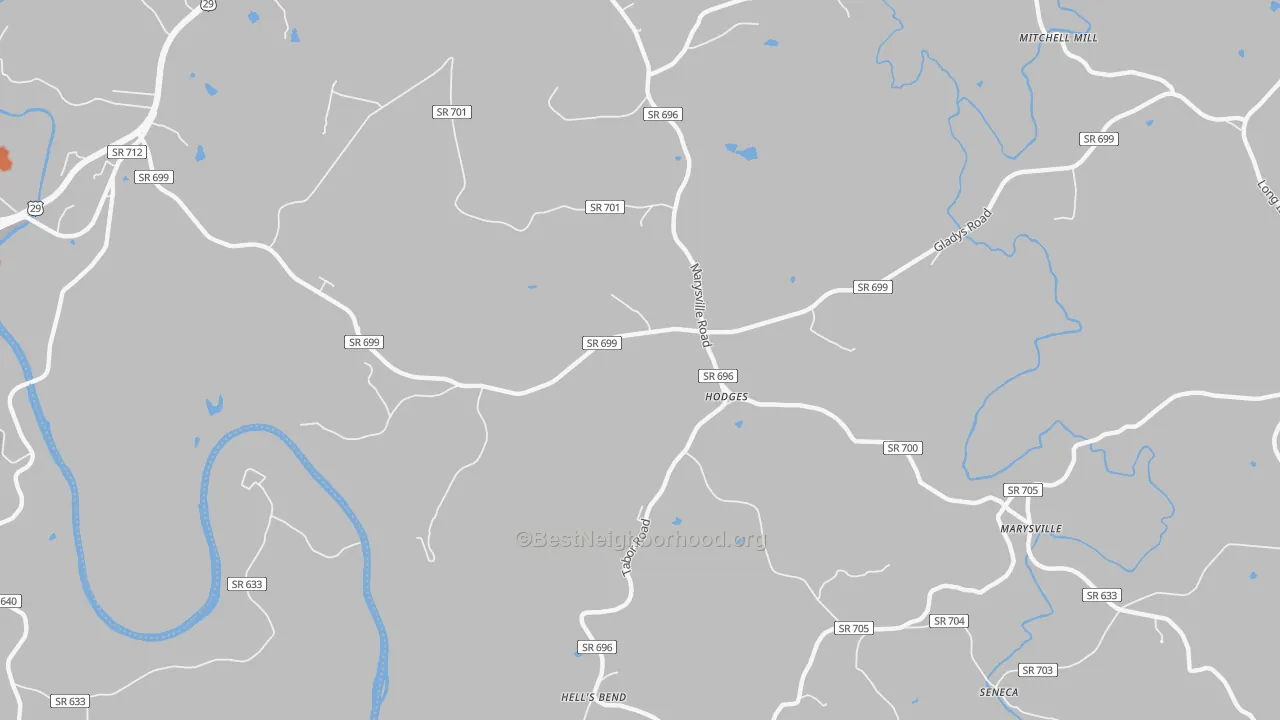 Bike Grade map of Hodges, VA