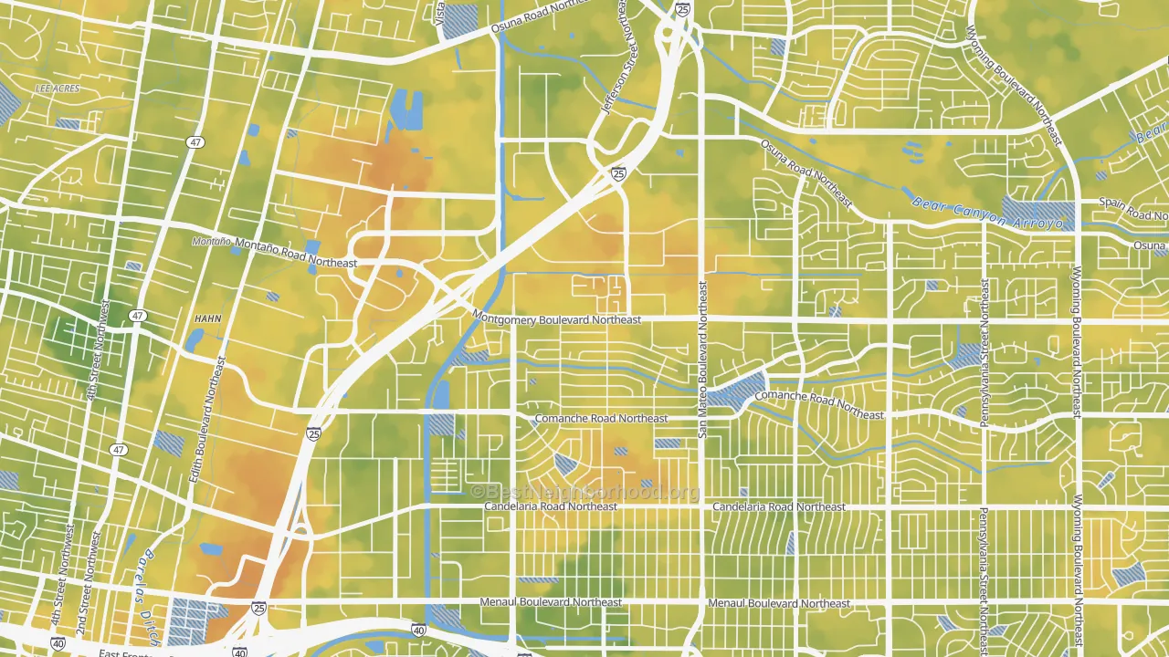 Bike Grade map of Hodgin, Albuquerque, NM