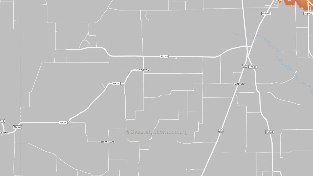 Bike Grade map of Hodgson, TX