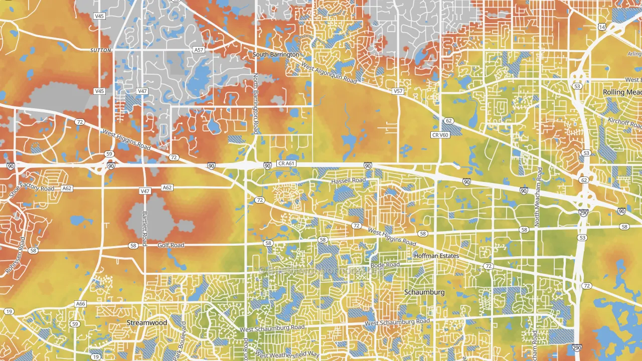 Bike Grade map of Hoffman Estates, IL