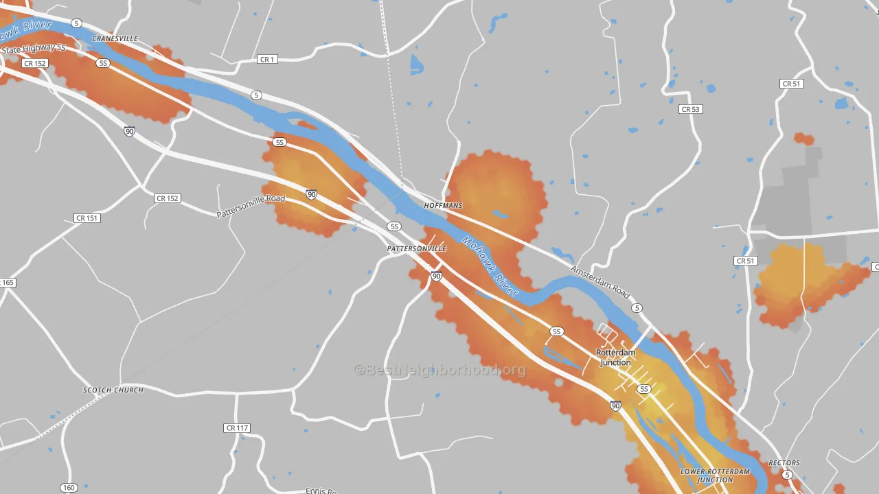 Bike Grade map of Hoffmans, NY