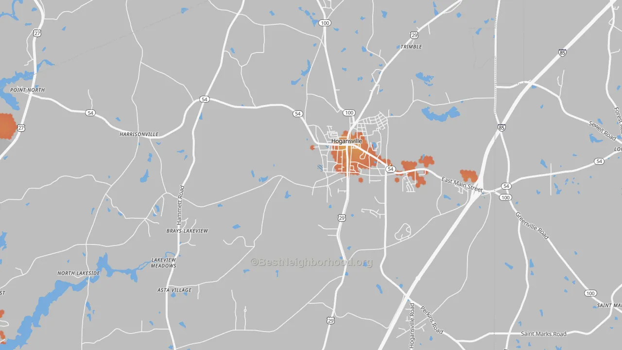 Bike Grade map of Hogansville, GA