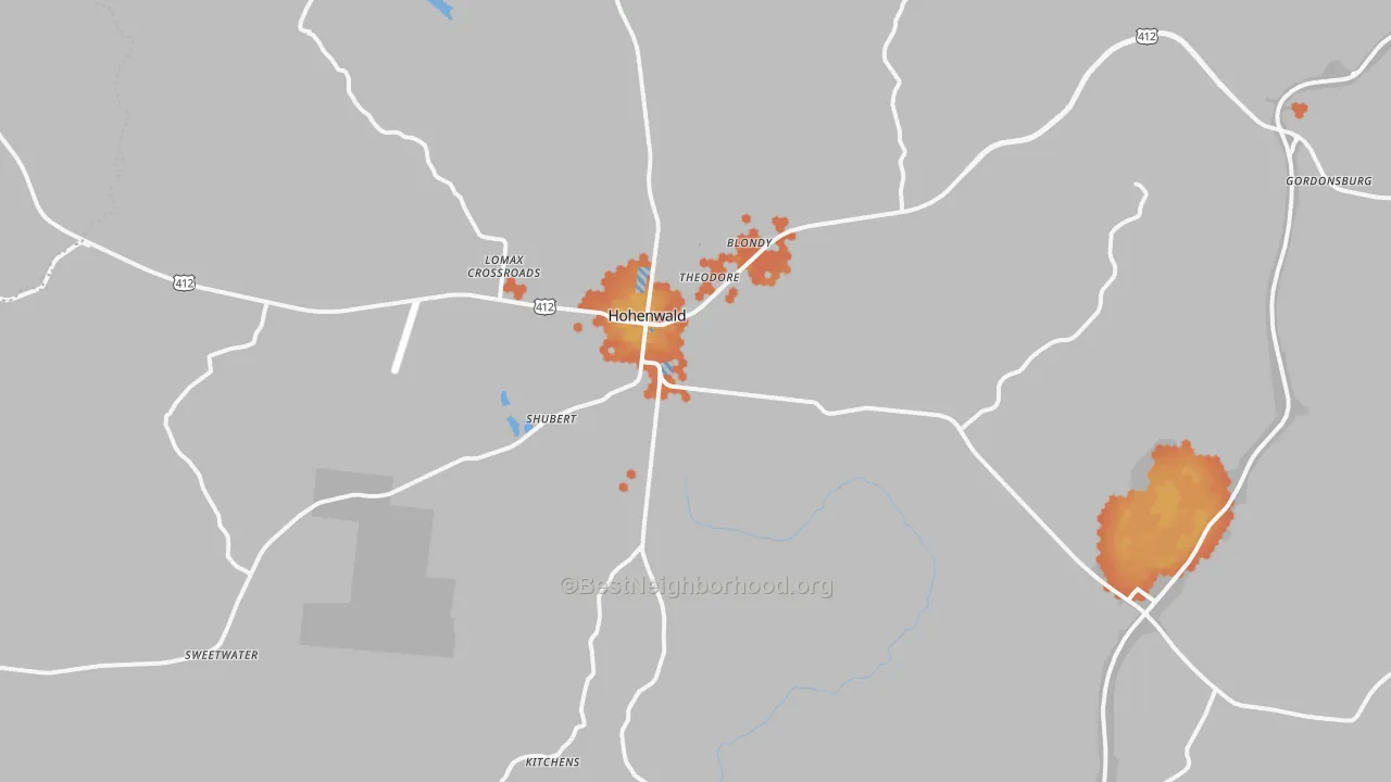 Bike Grade map of Hohenwald, TN