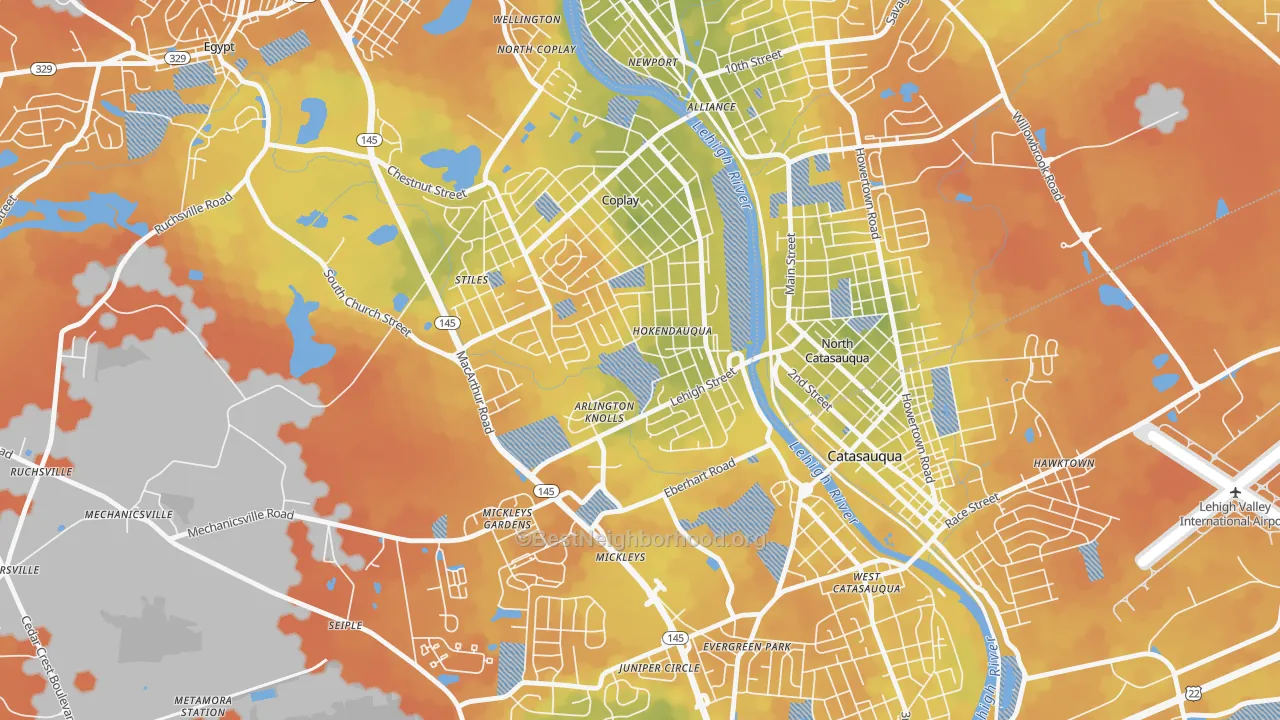 Bike Grade map of Hokendauqua, PA