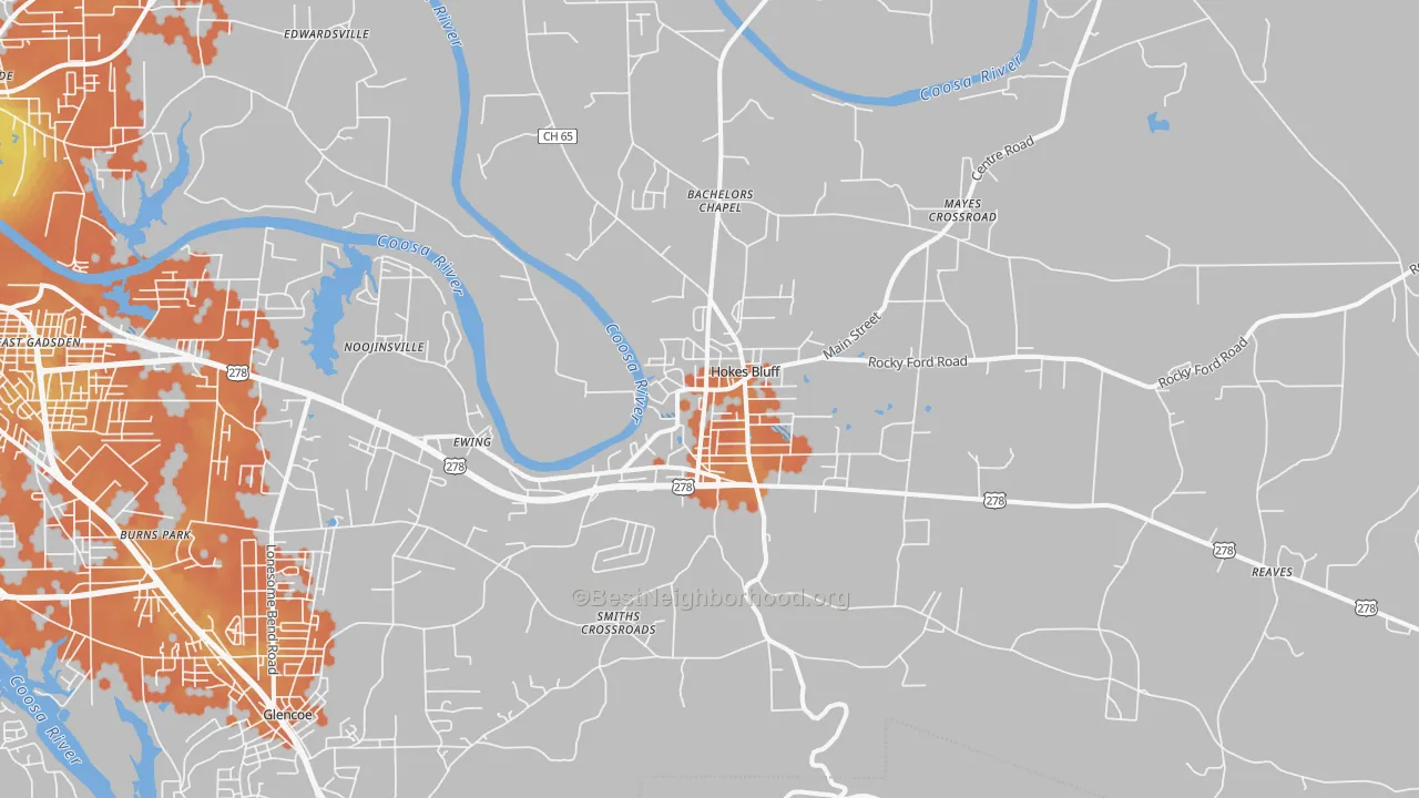 Bike Grade map of Hokes Bluff, AL
