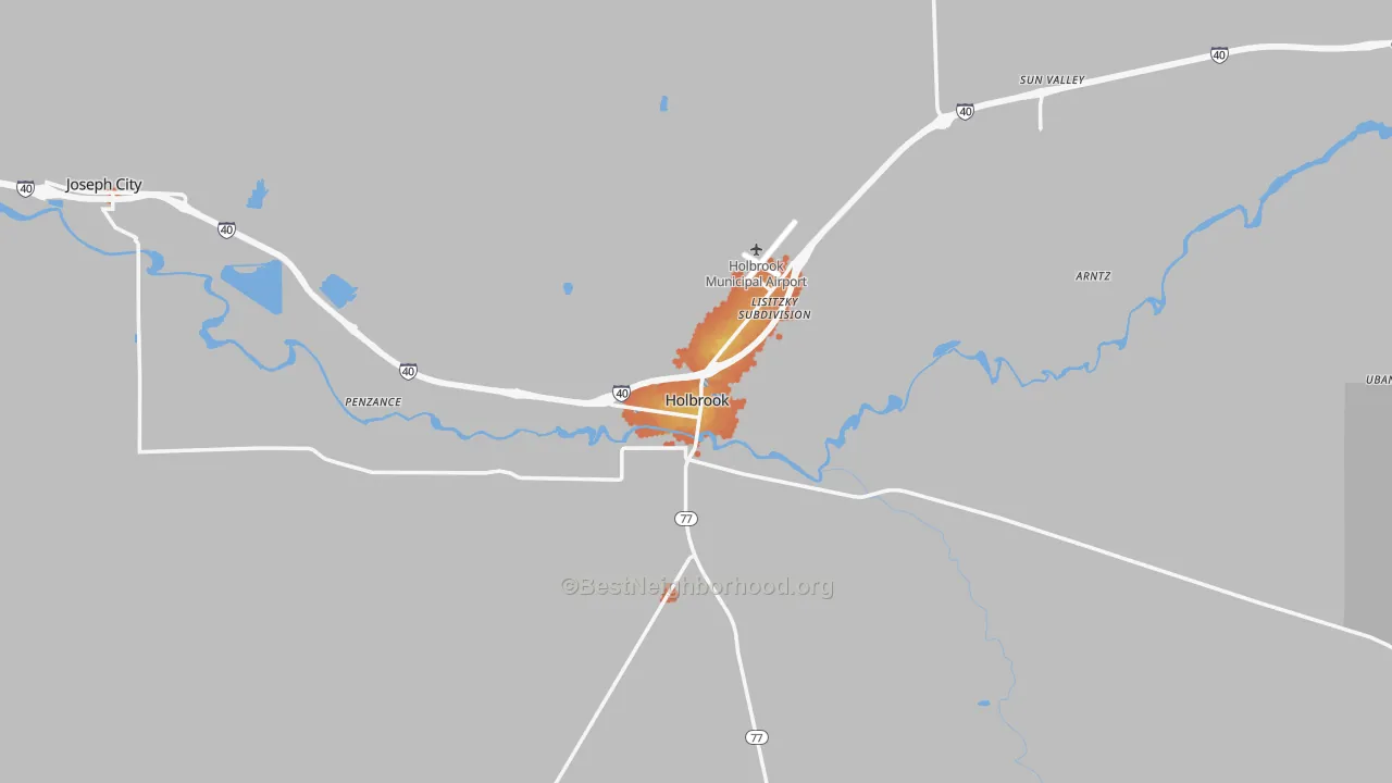 Bike Grade map of Holbrook, AZ