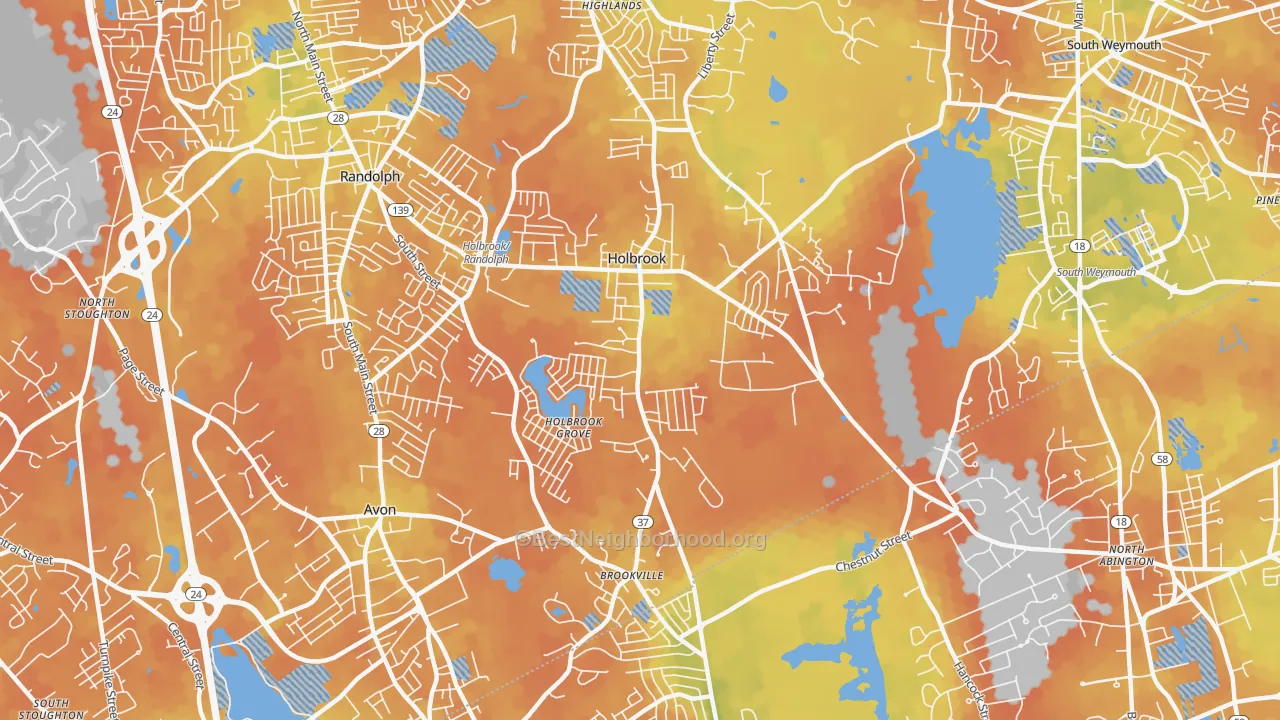 Bike Grade map of Holbrook, MA