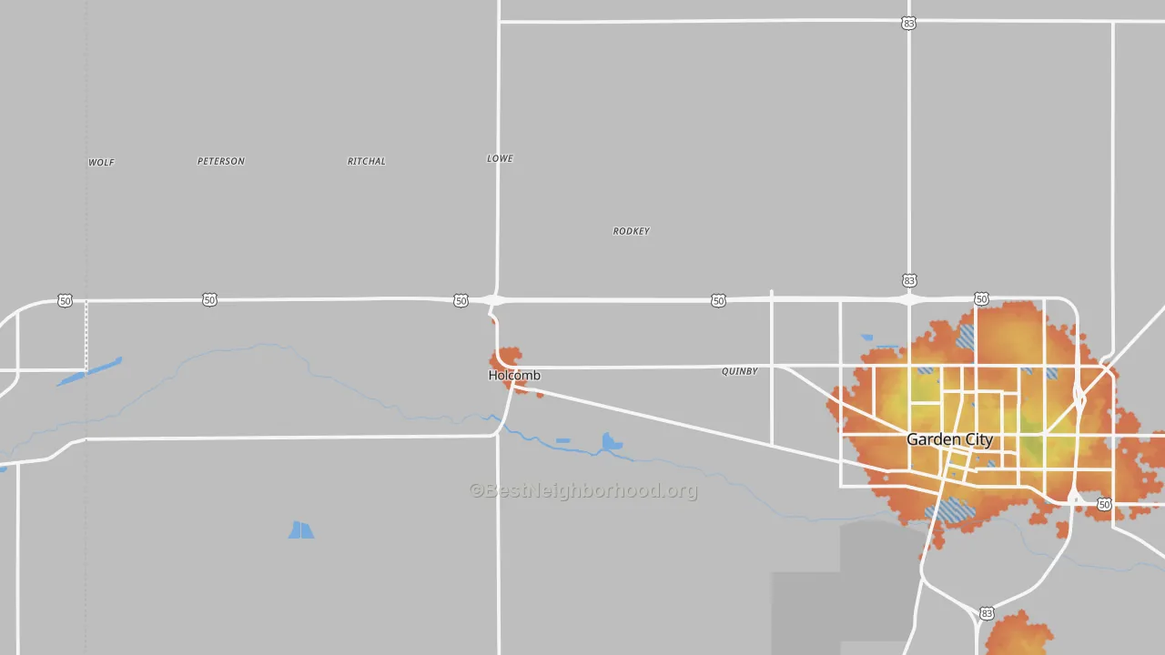 Bike Grade map of Holcomb, KS