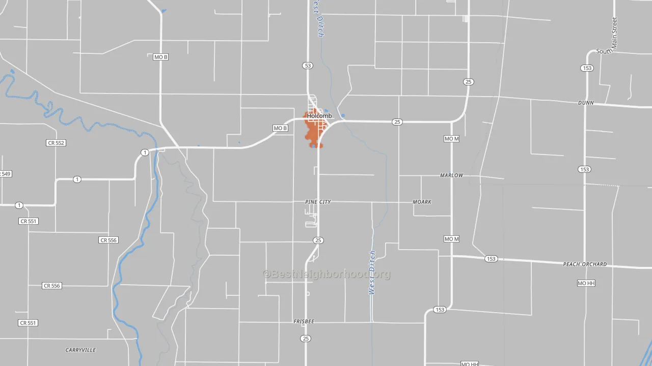 Bike Grade map of Holcomb, MO