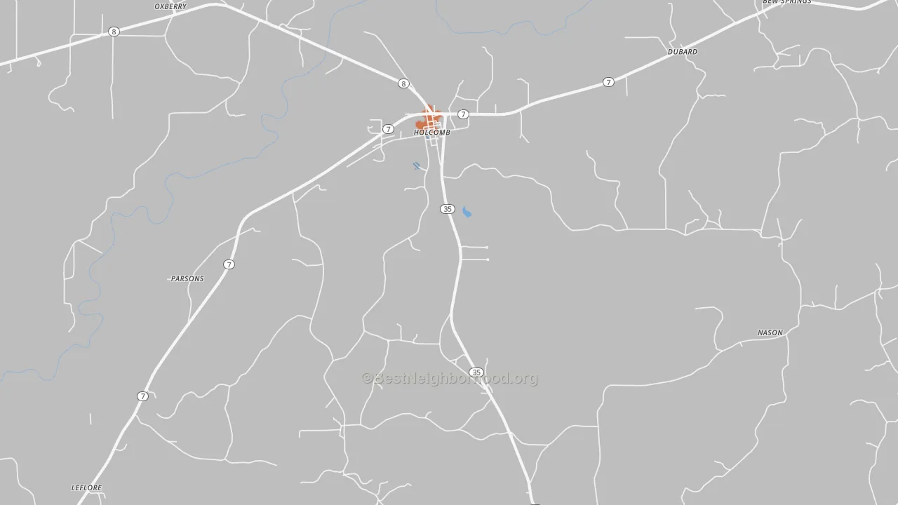 Bike Grade map of Holcomb, MS