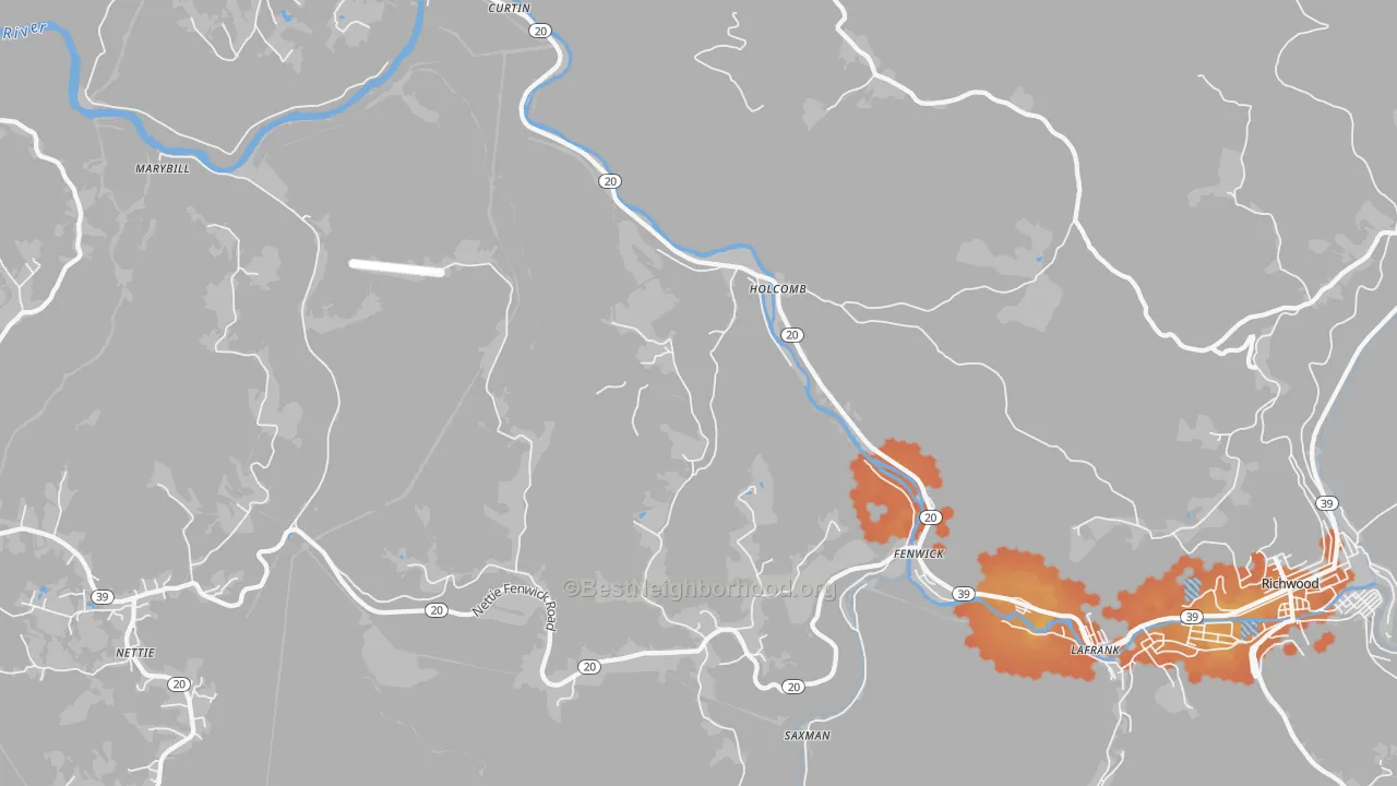 Bike Grade map of Holcomb, WV