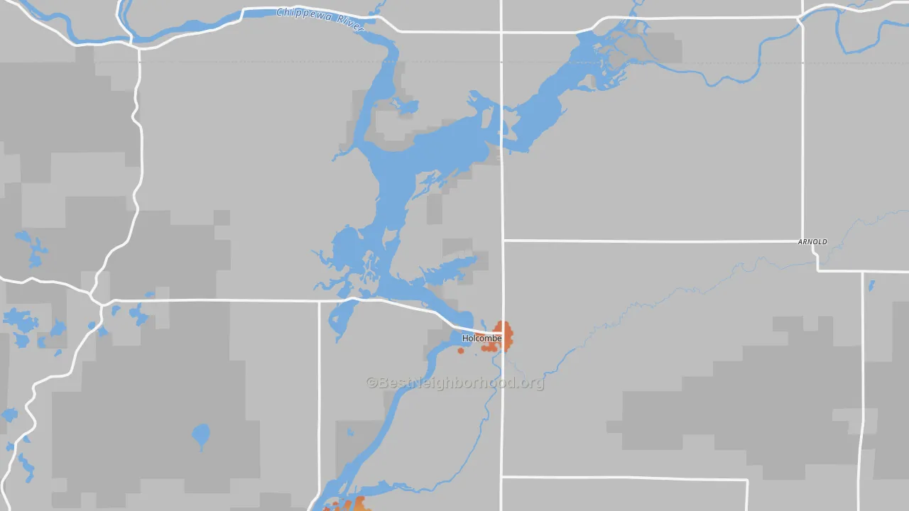 Bike Grade map of Holcombe, WI