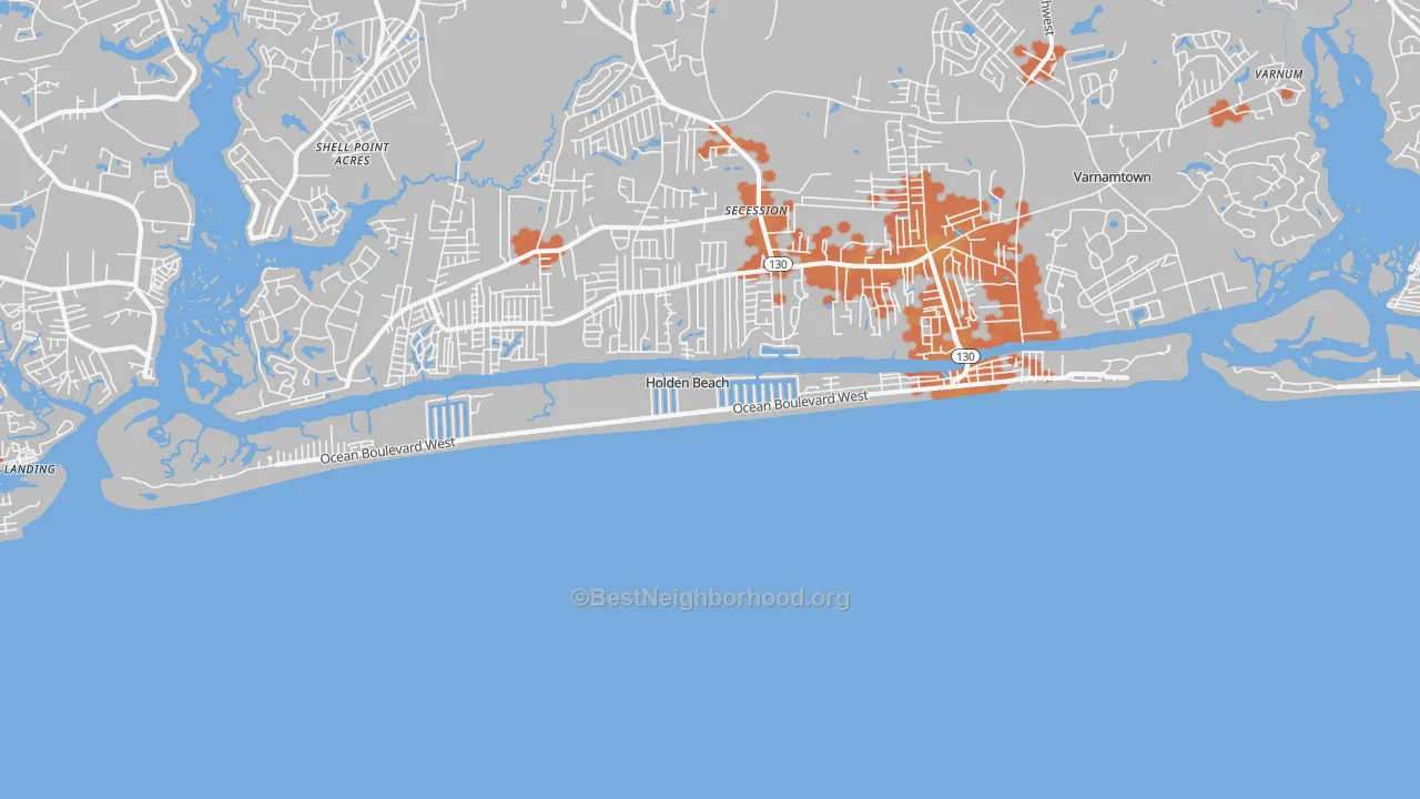 Bike Grade map of Holden Beach, NC