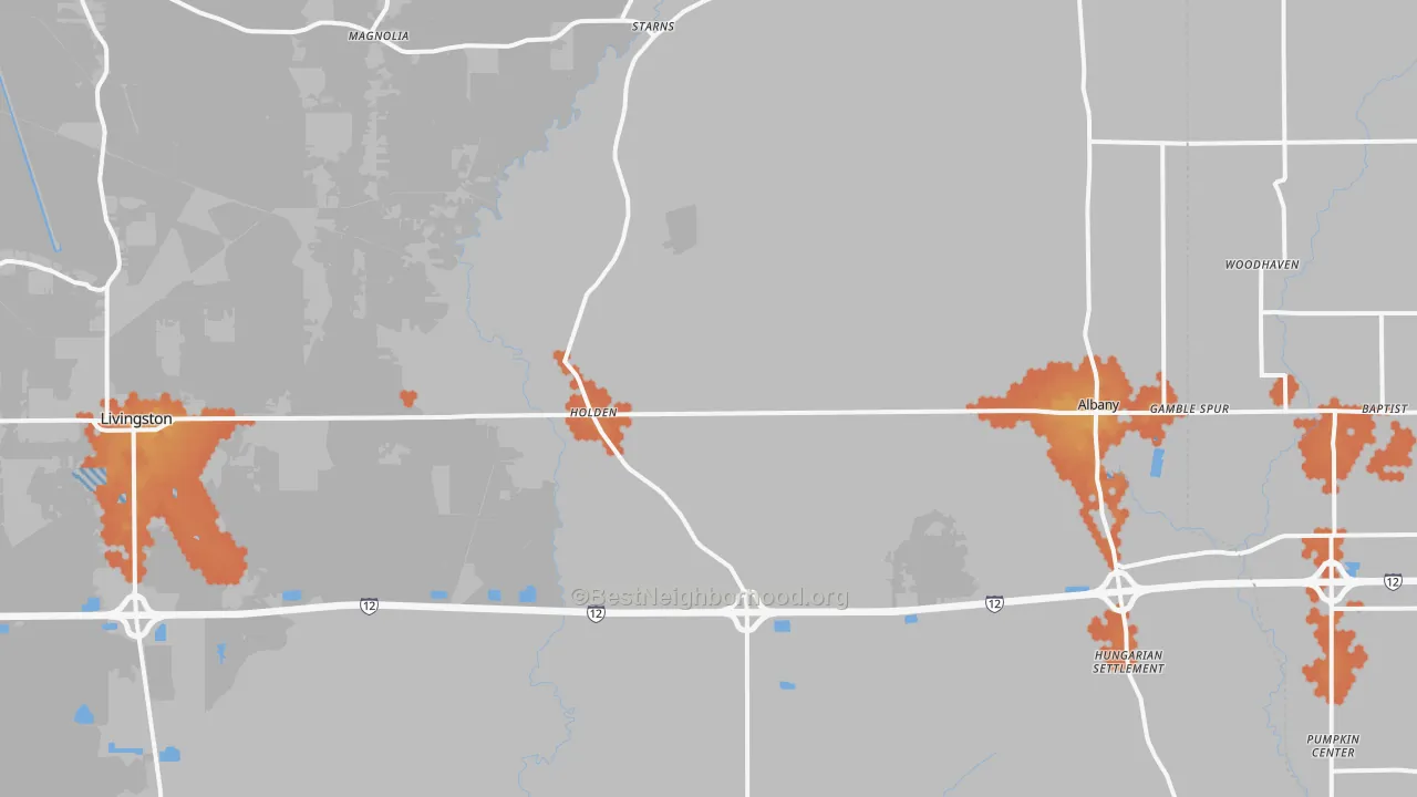 Bike Grade map of Holden, LA