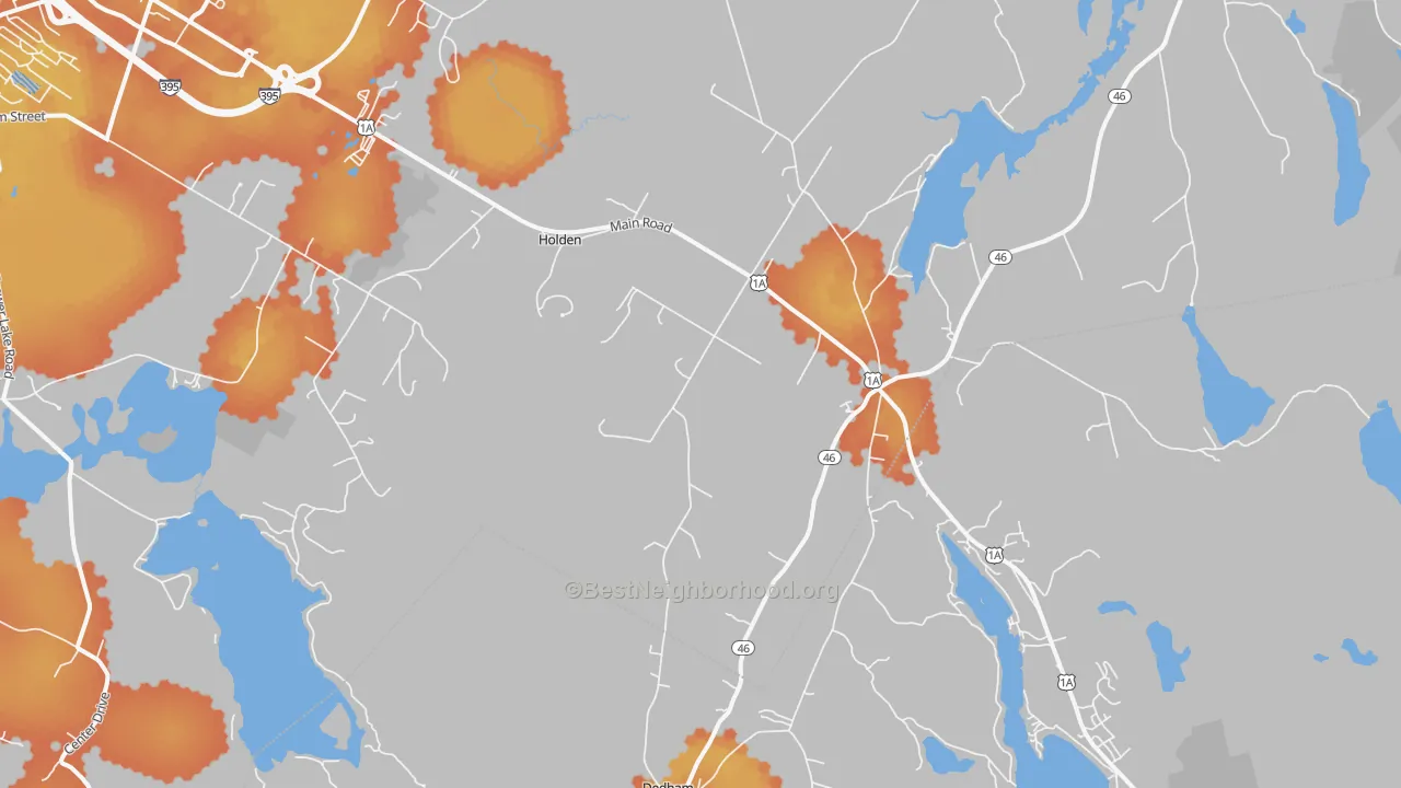 Bike Grade map of Holden, ME