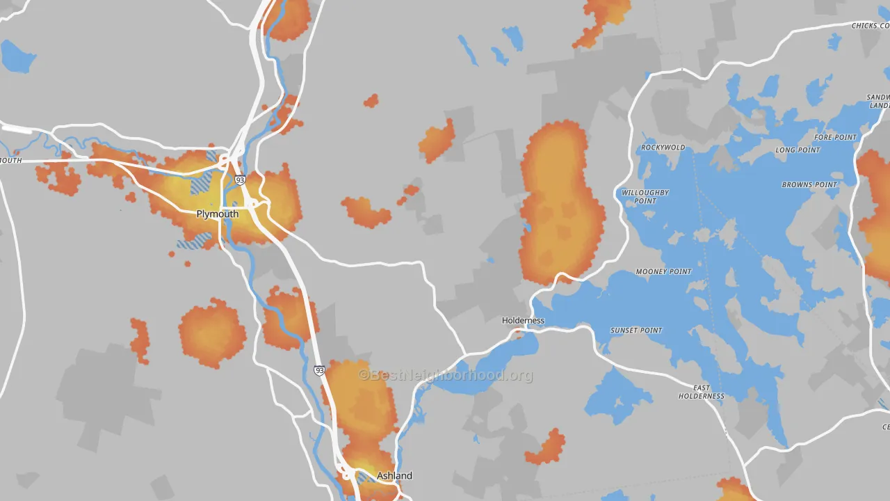 Bike Grade map of Holderness, NH