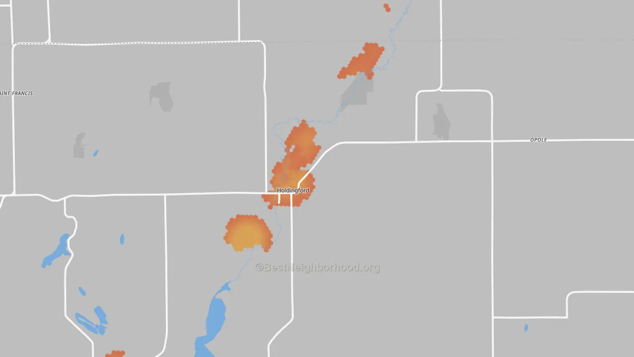 Bike Grade map of Holdingford, MN