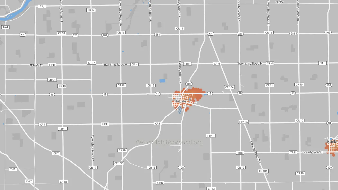 Bike Grade map of Holgate, OH