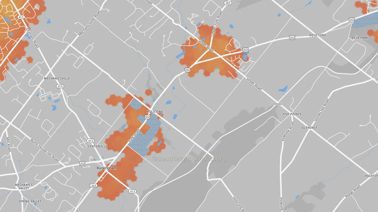 Bike Grade map of Holicong, PA