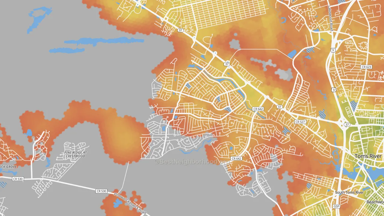 Bike Grade map of Holiday City-Berkeley, NJ