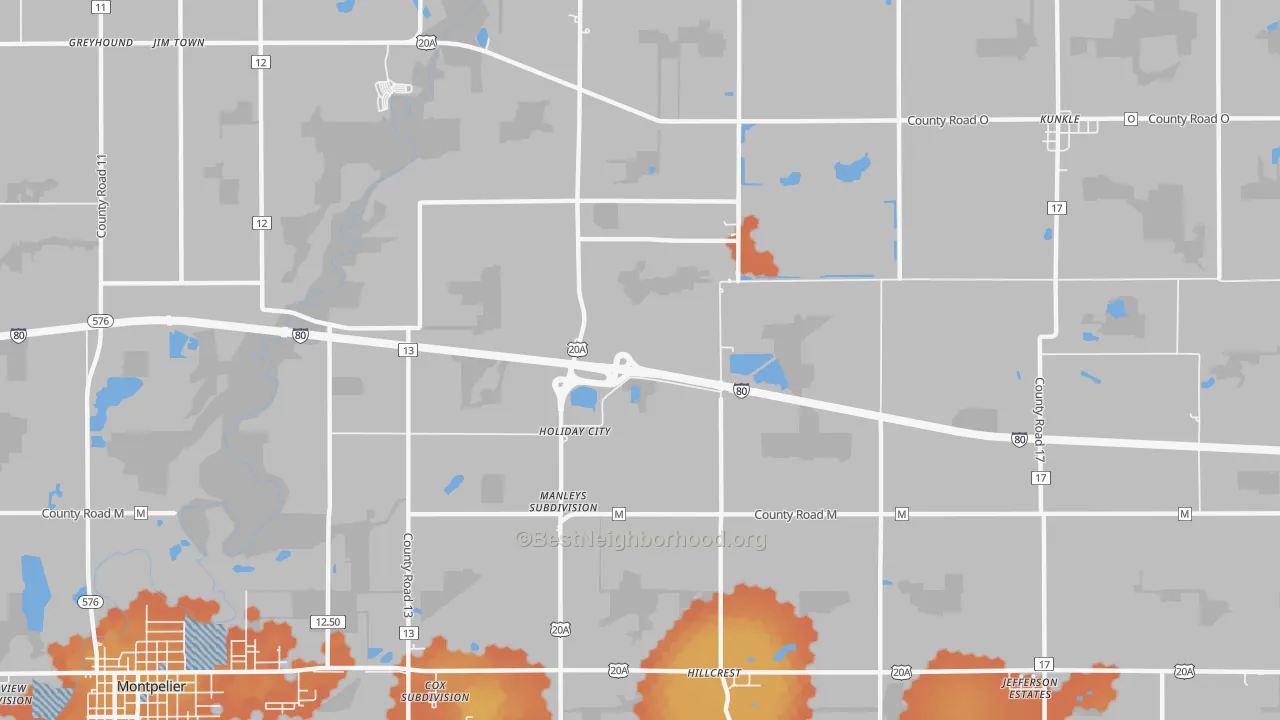 Bike Grade map of Holiday City, OH