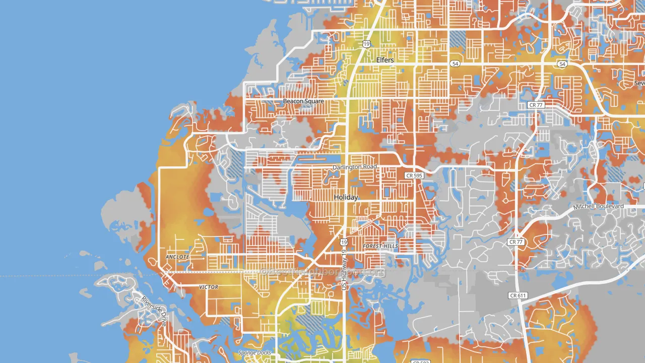 Bike Grade map of Holiday, FL