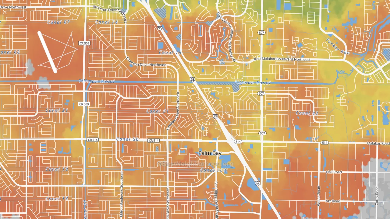 Bike Grade map of Holiday Park, Palm Bay, FL