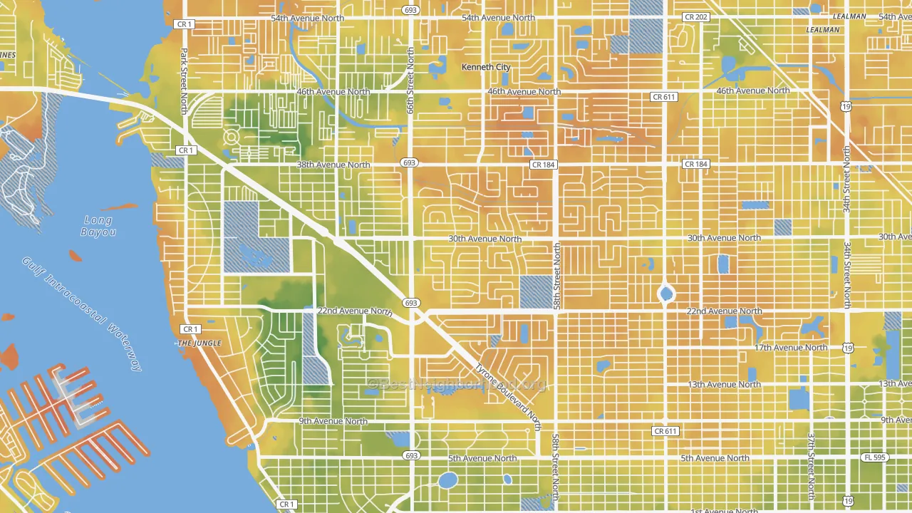 Bike Grade map of Holiday Park, St. Petersburg, FL
