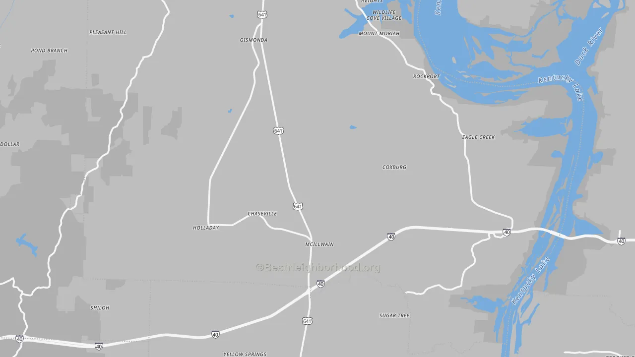 Bike Grade map of Holladay, TN
