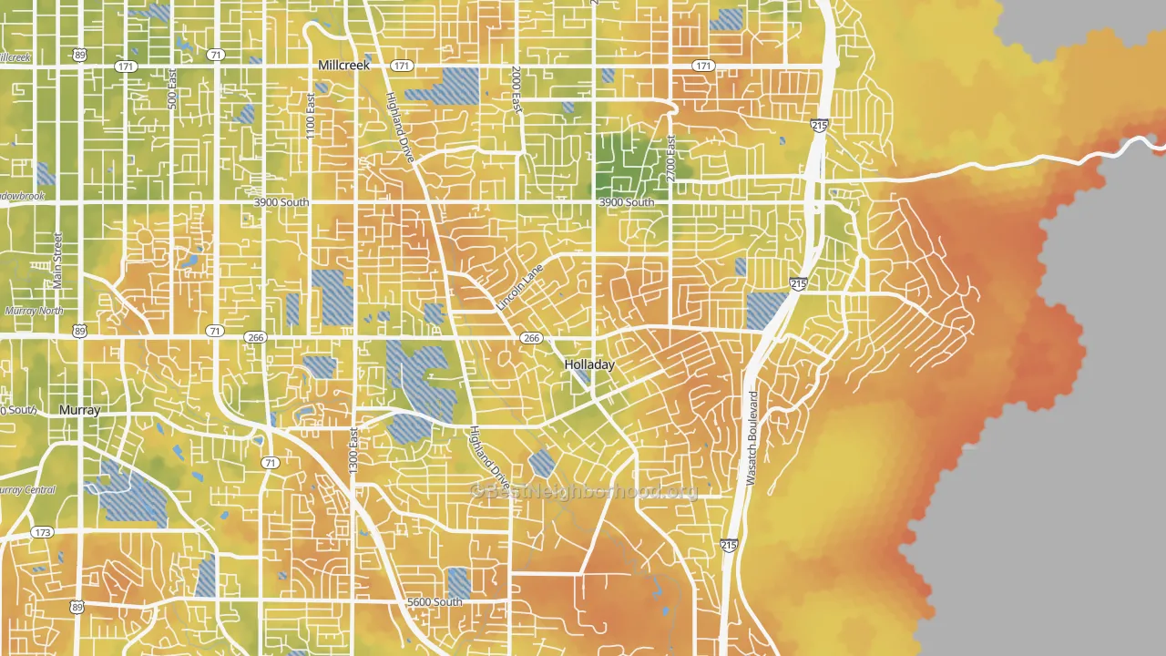 Bike Grade map of Holladay, UT