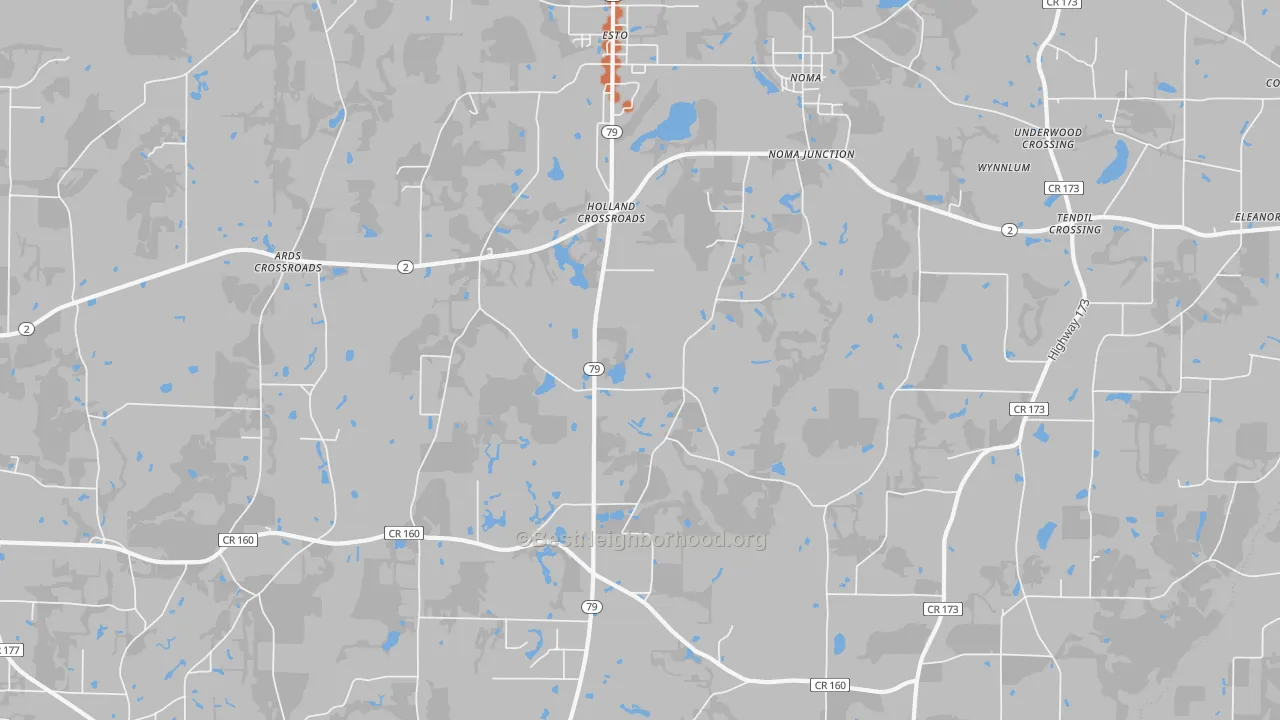 Bike Grade map of Holland Crossroads, FL