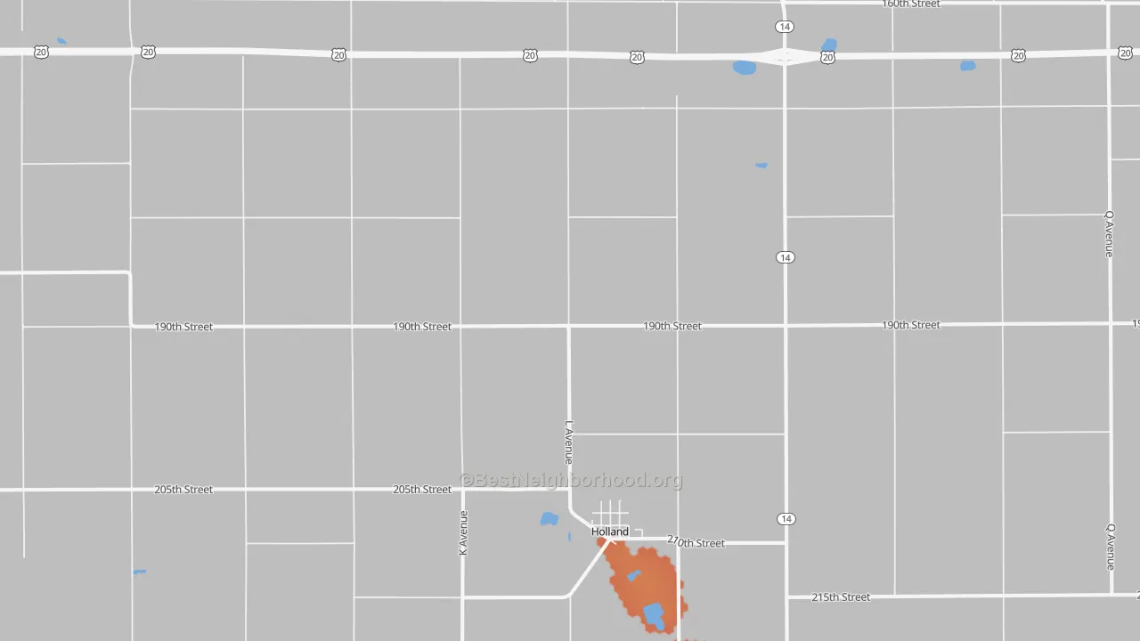 Bike Grade map of Holland, IA