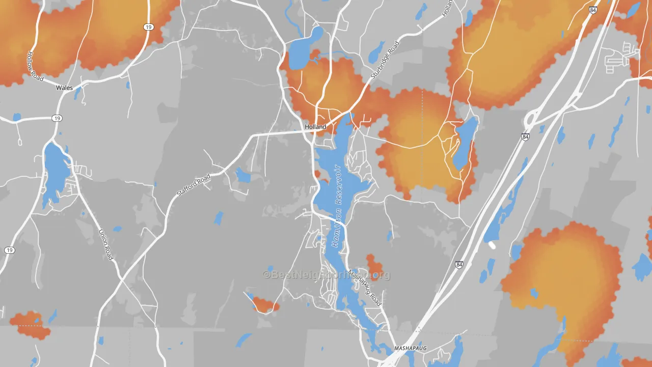 Bike Grade map of Holland, MA