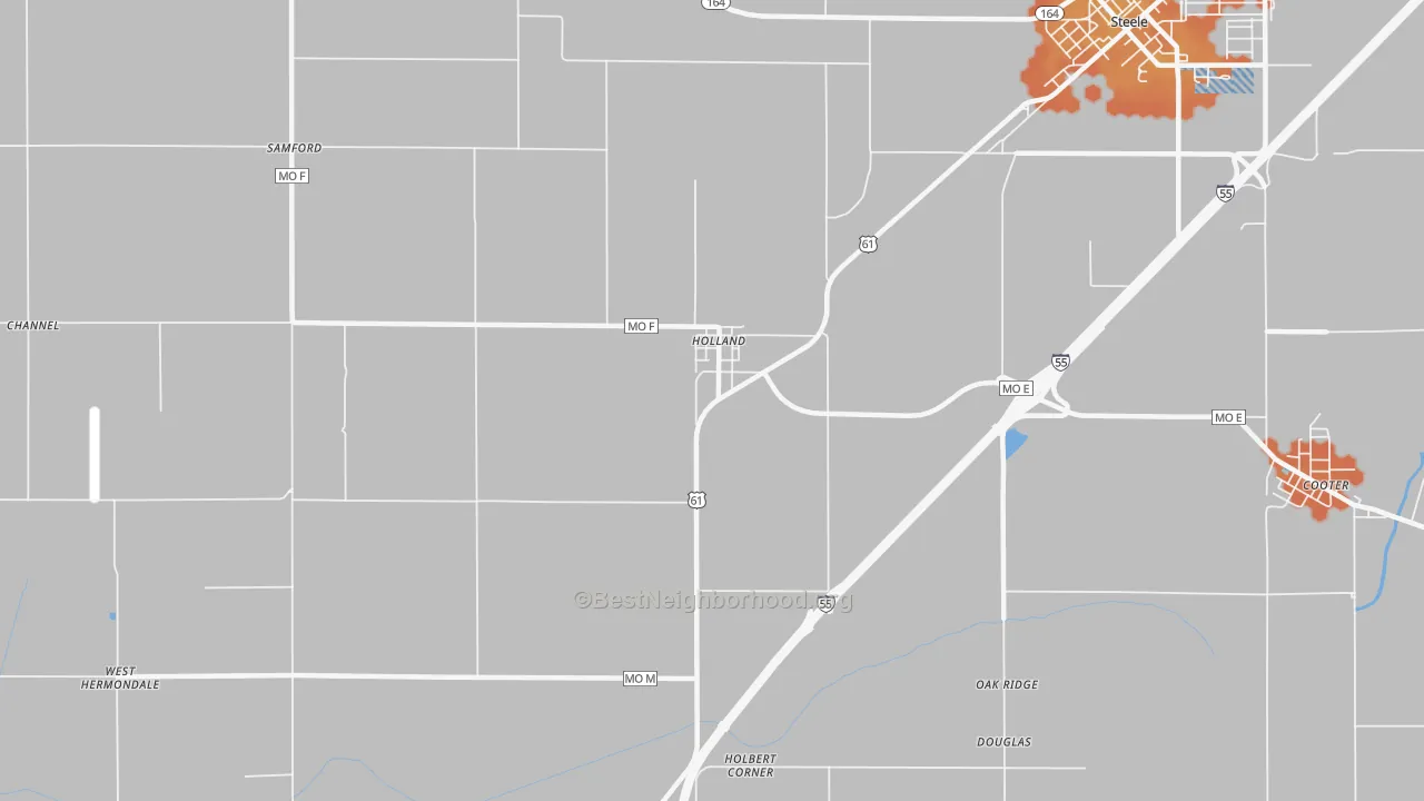 Bike Grade map of Holland, MO