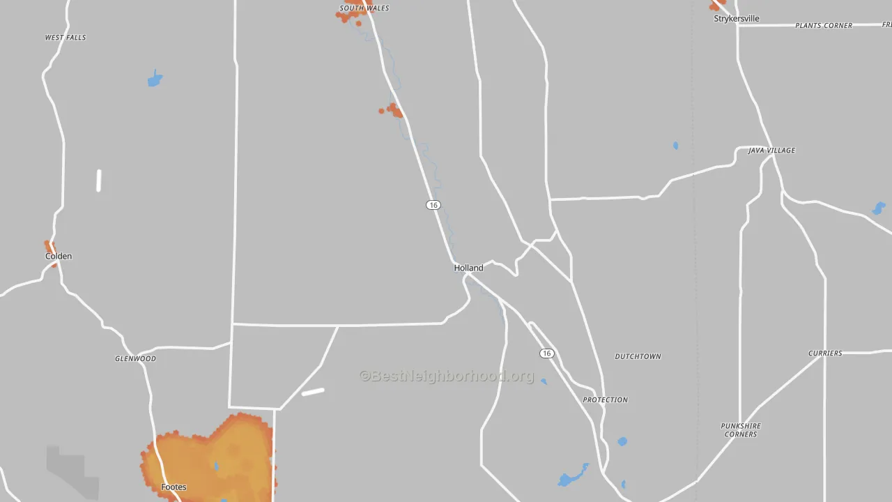 Bike Grade map of Holland, NY