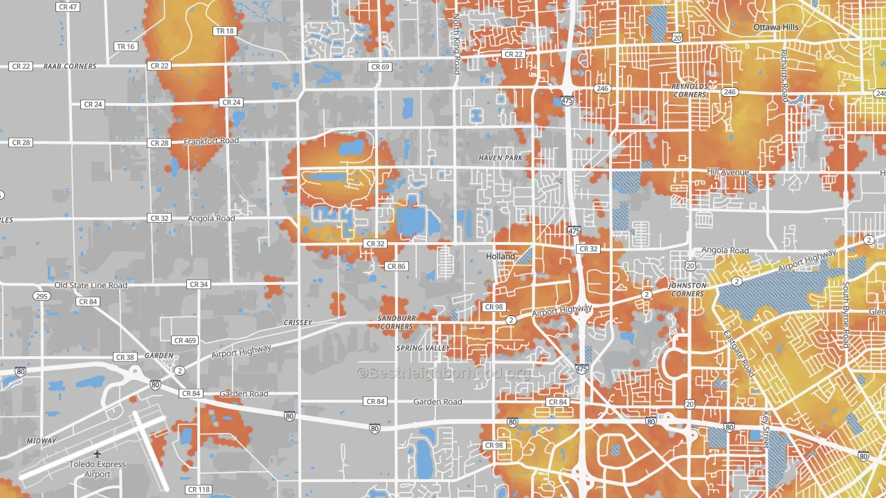 Bike Grade map of Holland, OH