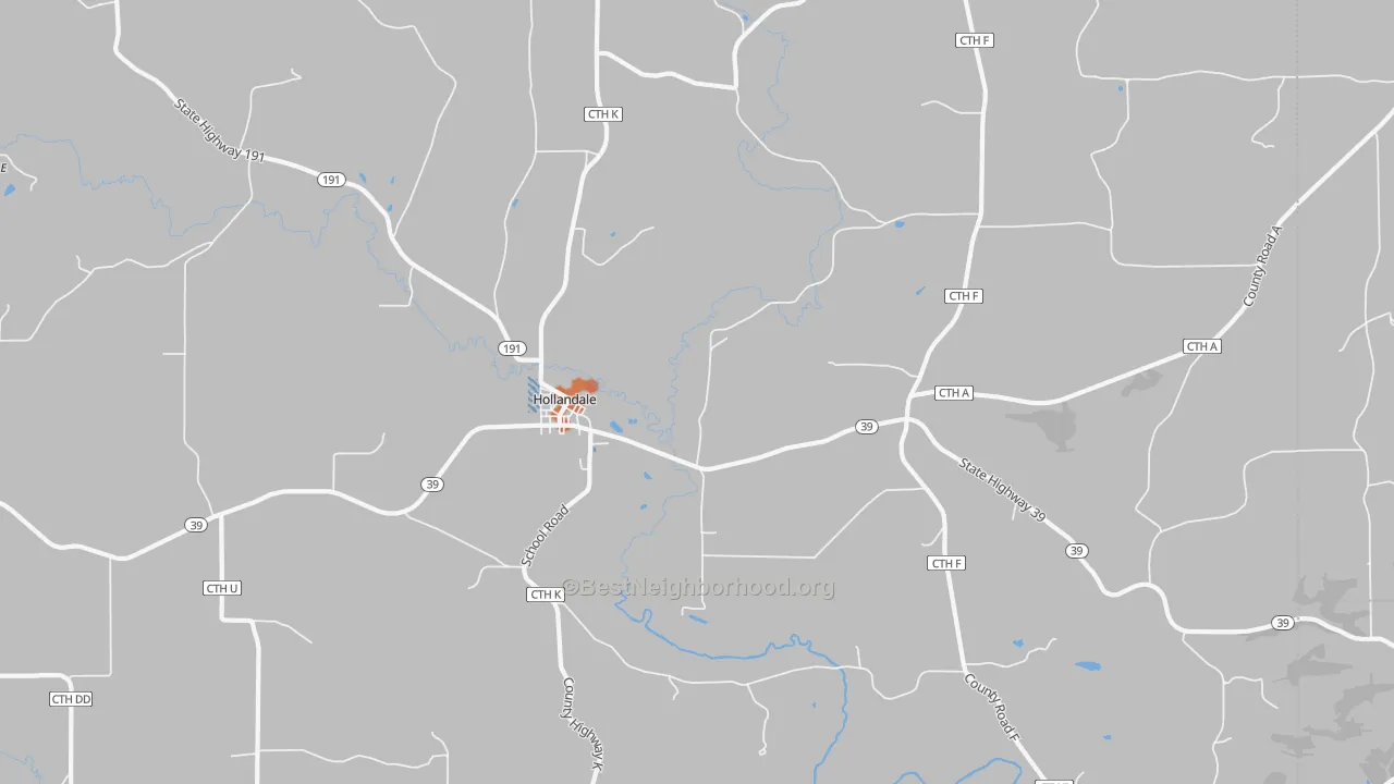 Bike Grade map of Hollandale, WI