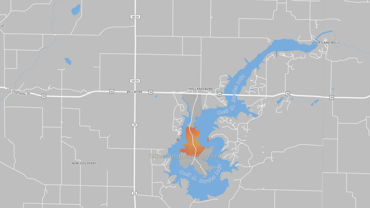 Bike Grade map of Hollandsburg, IN