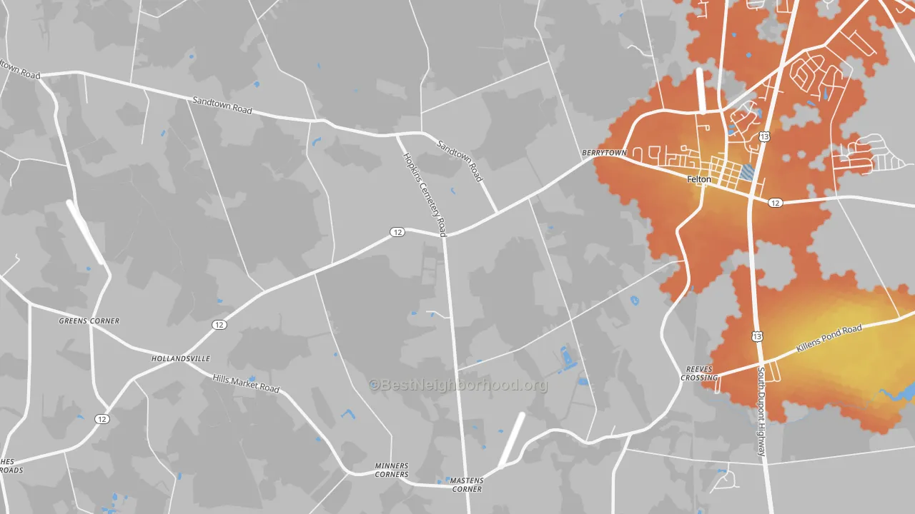 Bike Grade map of Hollandsville, DE